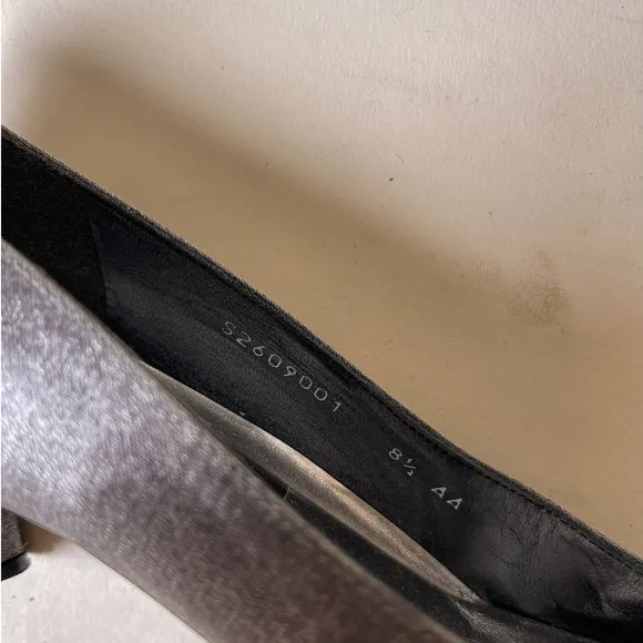 90s Vintage Stuart Weitzman Silver Metallic Block Heels Size 7.5