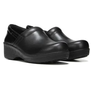9W 9 W WIDE WIDTH Dr Scholls Women's Black Leather Dynamo Work Shoes Clogs