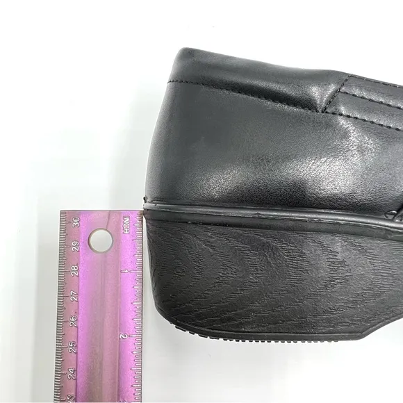 9W 9 W WIDE WIDTH Dr Scholls Women's Black Leather Dynamo Work Shoes Clogs