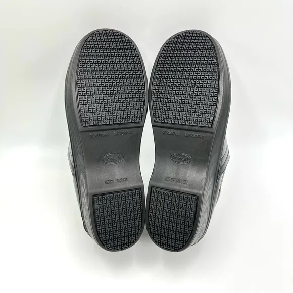 9W 9 W WIDE WIDTH Dr Scholls Women's Black Leather Dynamo Work Shoes Clogs