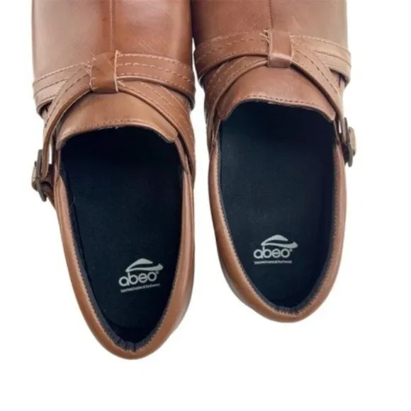 Abeo Closed Back Bella Clogs in Brown Leather