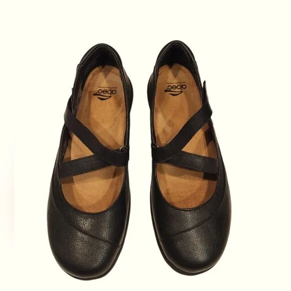 Abeo Encina Pro System Black Leather Mary Jane Strappy Shoes | 7.5