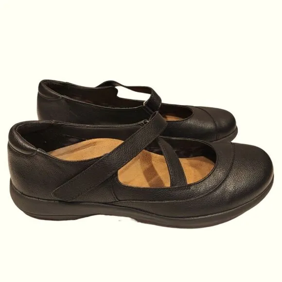 Abeo Encina Pro System Black Leather Mary Jane Strappy Shoes | 7.5