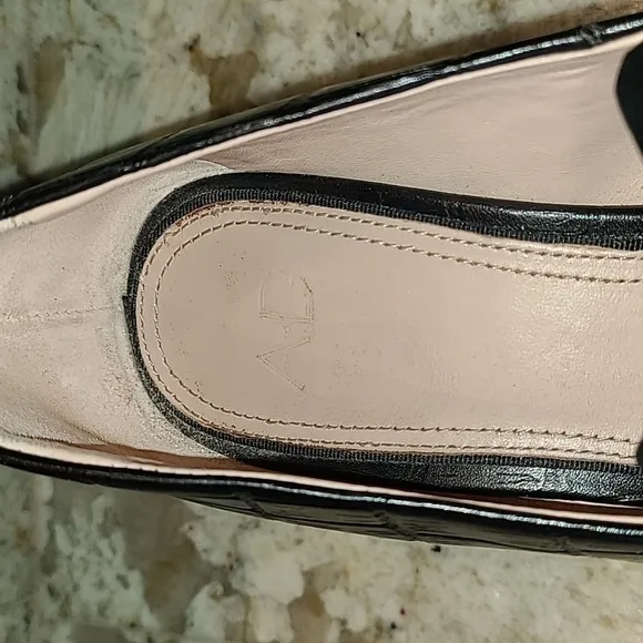 AD &amp; Daughter &quot;Esmea&quot; Heels  Women’s Sz 7 Black Leather Croc embossed. (#1134)