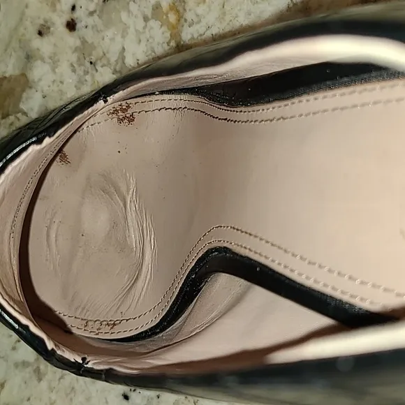 AD &amp; Daughter &quot;Esmea&quot; Heels  Women’s Sz 7 Black Leather Croc embossed. (#1134)