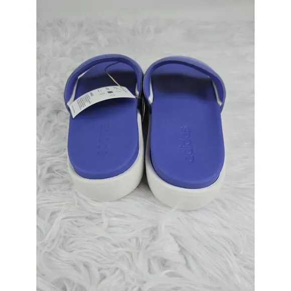 adidas Adilette Platform Slides Semi Cobalt Blue Blue Spark Metallic Size 8 NWT