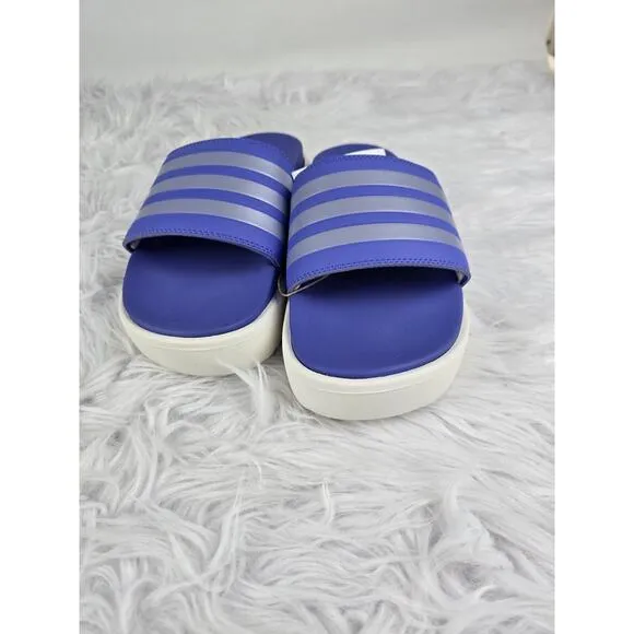 adidas Adilette Platform Slides Semi Cobalt Blue Blue Spark Metallic Size 8 NWT
