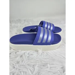 adidas Adilette Platform Slides Semi Cobalt Blue Blue Spark Metallic Size 8 NWT