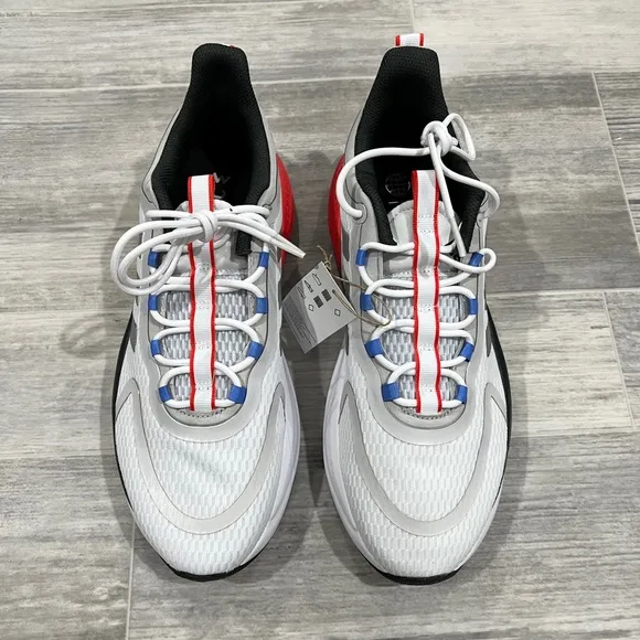 Adidas AlphaBounce   White Silver Red Blue Running Shoes HP6139 Men Size 10 NEW‎