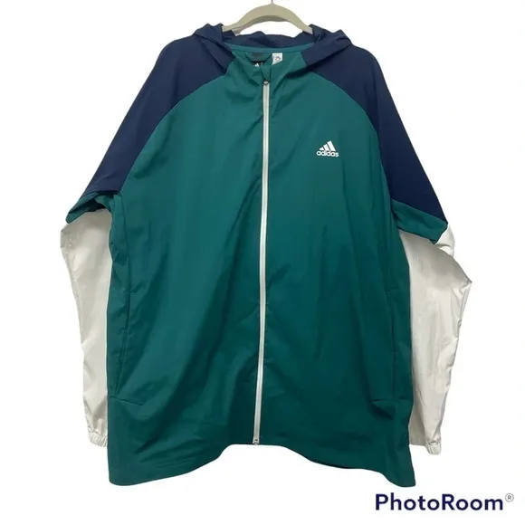 Adidas Color block Zip Up Windbreaker Hoodie Men’s Size 2XL