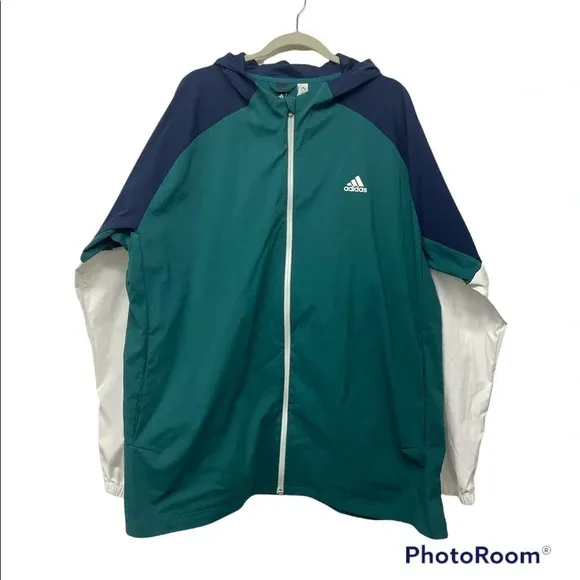 Adidas Color block Zip Up Windbreaker Hoodie Men’s Size 2XL