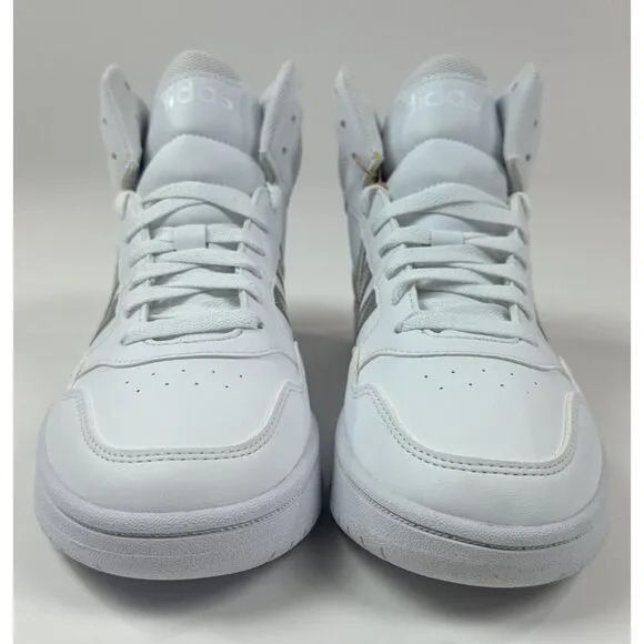 Adidas Hoops Mid 3.0 Kids Size 6 White Silver Basketball Shoes Sneakers HP2662
