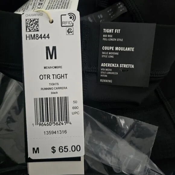 adidas Men's Own The Run Medium Tights Core Black New Sealed Running Tights