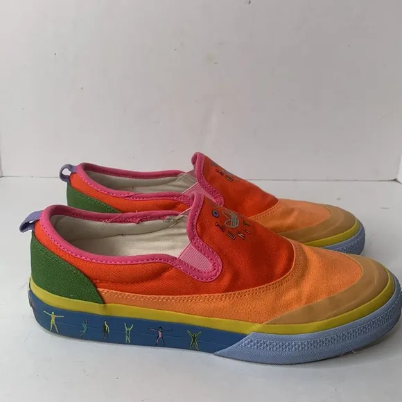 Adidas Nizzo Rainbow ‘Love Unites’ canvas slip-on sneakers Men’s 8 Women’s 10