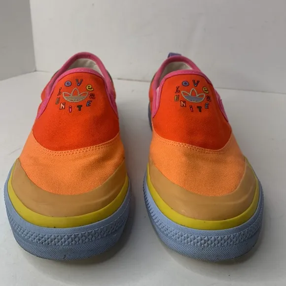 Adidas Nizzo Rainbow ‘Love Unites’ canvas slip-on sneakers Men’s 8 Women’s 10