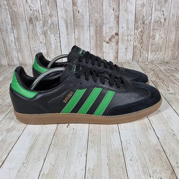 Adidas Samba Vegan Shoes Black Green Gum Sole Sneakers HQ7035 Size 11