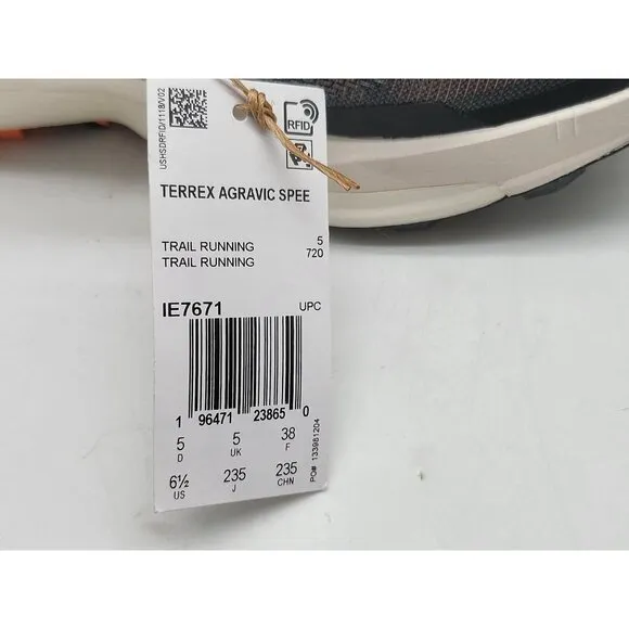 Adidas Terrex Agravic Speed Trail Running Shoes Size 6.5 Womens Black IE7671