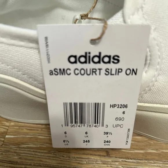 Adidas x Stella McCartney Collab  Court Slip On Canvas Sneakers M 6.5 W 8 NWT