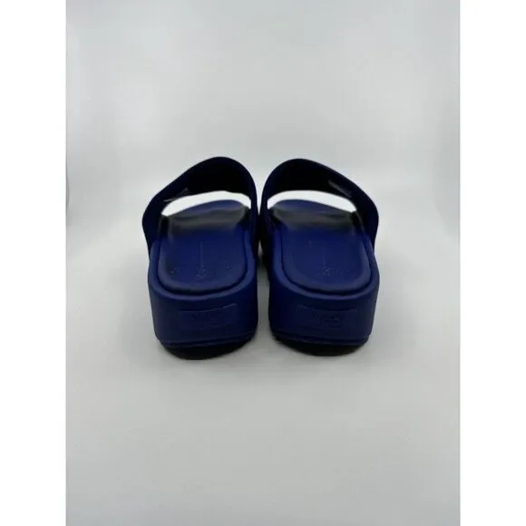 Adidas Y-3 Yohji Yamamoto Platform Logo Slides Ink Blue Women's Size 7.5 Mens 6