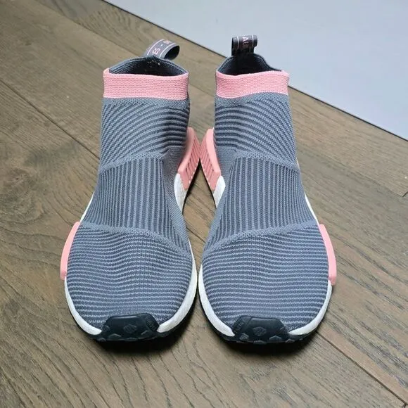 Adidas NMD CS1 Primeknit Boost Slip On Laceless Sneaker in Gray Trace Pink