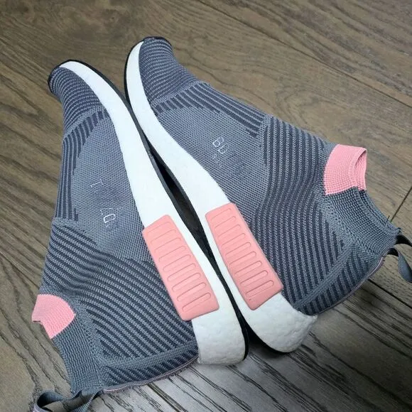 Adidas NMD CS1 Primeknit Boost Slip On Laceless Sneaker in Gray Trace Pink