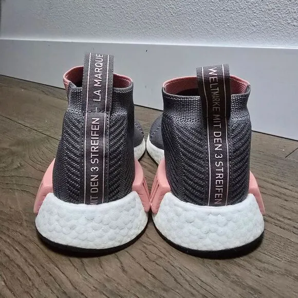 Adidas NMD CS1 Primeknit Boost Slip On Laceless Sneaker in Gray Trace Pink