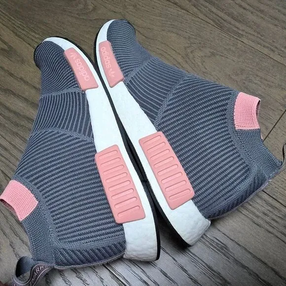 Adidas NMD CS1 Primeknit Boost Slip On Laceless Sneaker in Gray Trace Pink