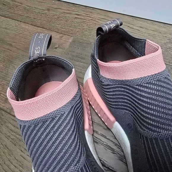 Adidas NMD CS1 Primeknit Boost Slip On Laceless Sneaker in Gray Trace Pink