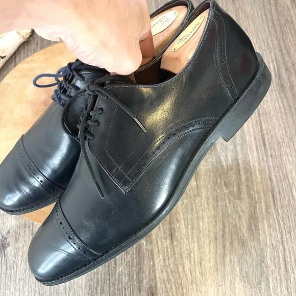 *AE by Allen Edmonds | Back Bay Leather Captoe Oxfords in Black Size 10D