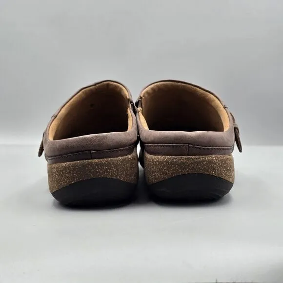 Aetrex Women's Size 9 US GUC Libby Braided Brown Leather Comfort Mules Clogs