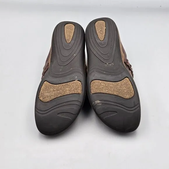 Aetrex Women's Size 9 US GUC Libby Braided Brown Leather Comfort Mules Clogs