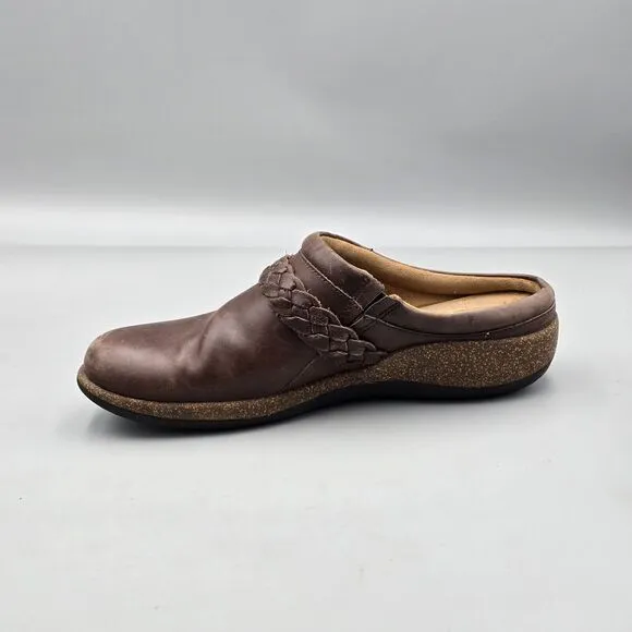 Aetrex Women's Size 9 US GUC Libby Braided Brown Leather Comfort Mules Clogs