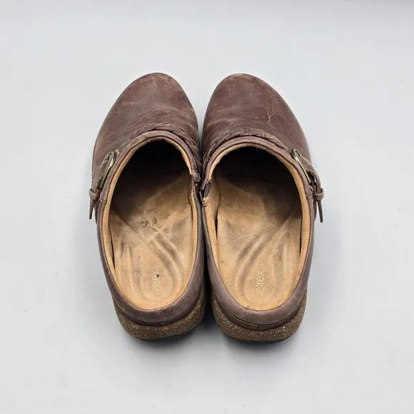 Aetrex Women's Size 9 US GUC Libby Braided Brown Leather Comfort Mules Clogs