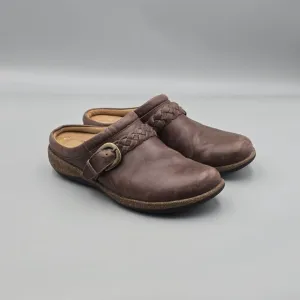 Aetrex Women's Size 9 US GUC Libby Braided Brown Leather Comfort Mules Clogs