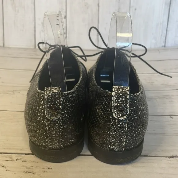 AGL Black and White Leather Lace Up Oxfords