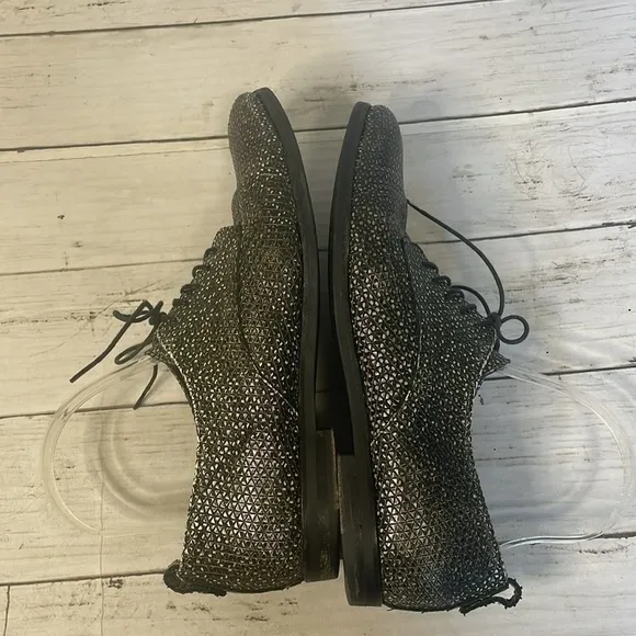 AGL Black and White Leather Lace Up Oxfords