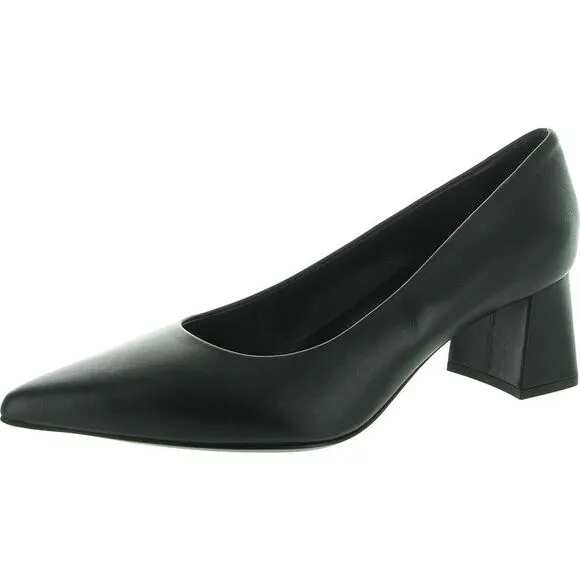AGL Womens Tracy Black Leather Block Heels New