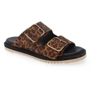 AGL Sabina Leopard Print Double Buckle Slides
