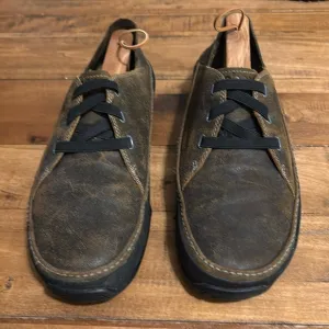Ahnu Distressed Leather Brown Slip On Oxfords Fold Back Loafer