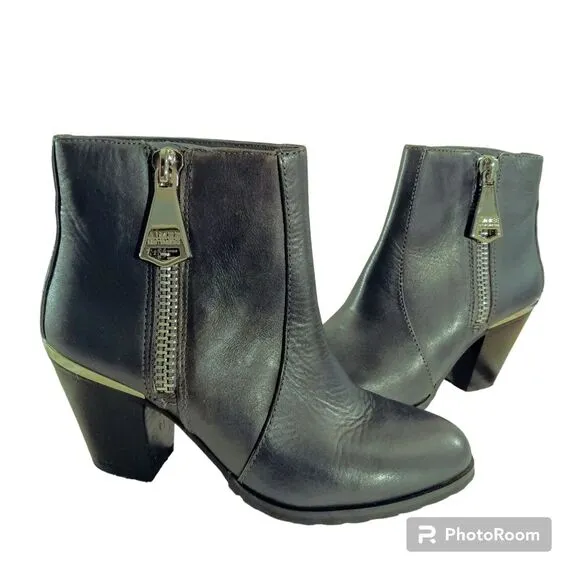 Aimee Kestenberg Dark Gray Leather Ankle Boots sz 6