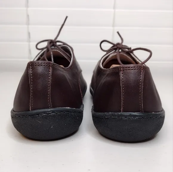 Aintap Women's Brown Handmade Leather Flat Lace Up Oxfords Size 10
