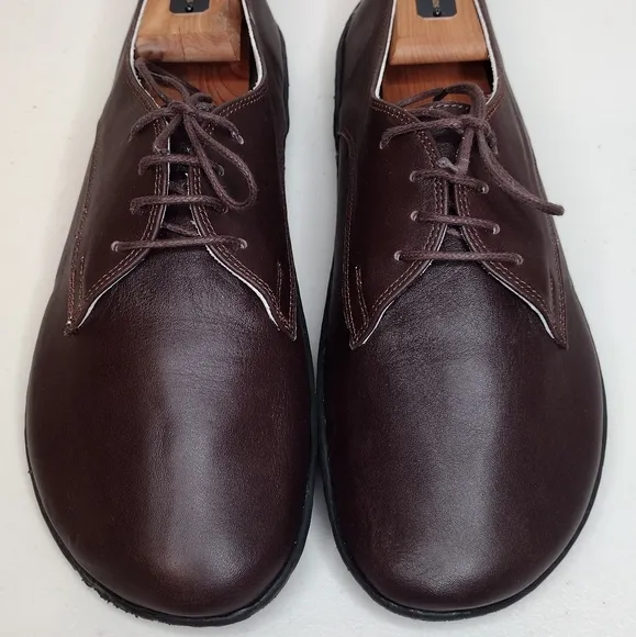 Aintap Women's Brown Handmade Leather Flat Lace Up Oxfords Size 10