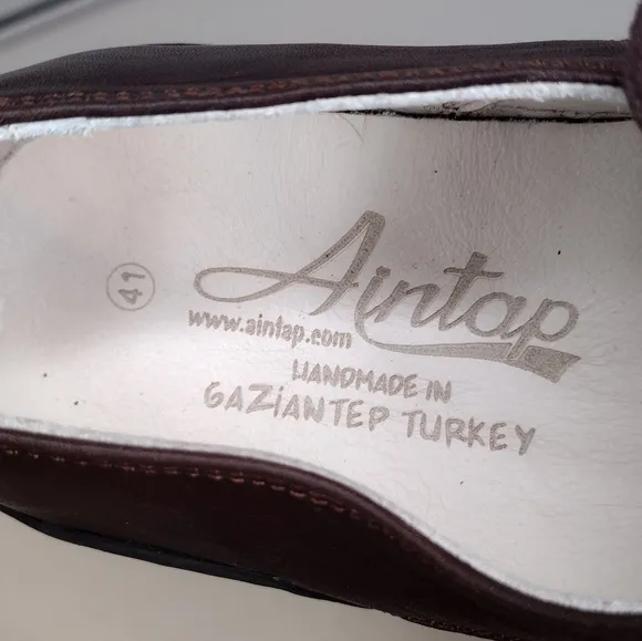 Aintap Women's Brown Handmade Leather Flat Lace Up Oxfords Size 10