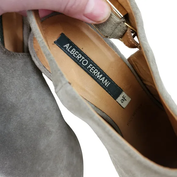 Alberto Fermani US Size 6.5 EU Size 37 Suede Open Toe Heels