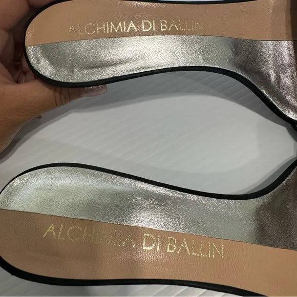 Alchimia Di Ballin Anaxa Black Suede Leather Slides Sandals Size 38 1/2
