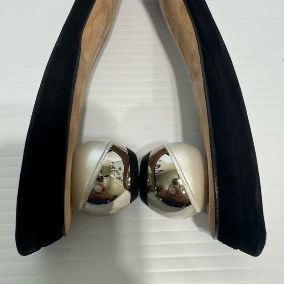 Alchimia Di Ballin Anaxa Black Suede Leather Slides Sandals Size 38 1/2