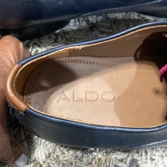 Aldo navy blue leather men’s oxfords sz 10