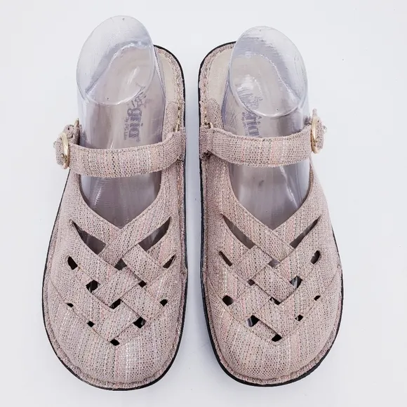 Alegria Freesia Clog Mule Sandal Pink Pastel Shimmer Leather Size EU 40/ US 10