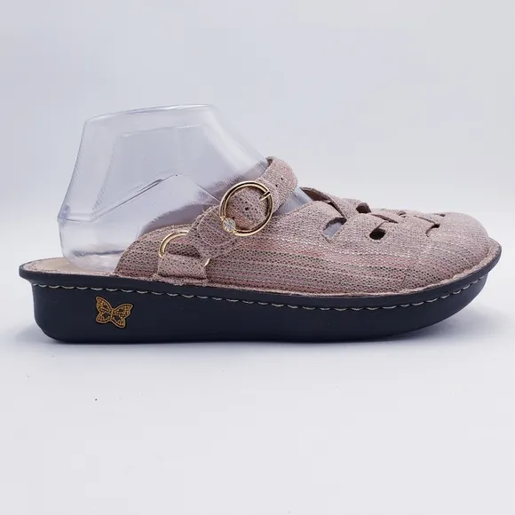 Alegria Freesia Clog Mule Sandal Pink Pastel Shimmer Leather Size EU 40/ US 10