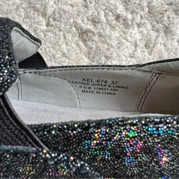 Alegria KEL-674 Black Metallic Sparkly Slip Resistant Work Clogs Sz 37